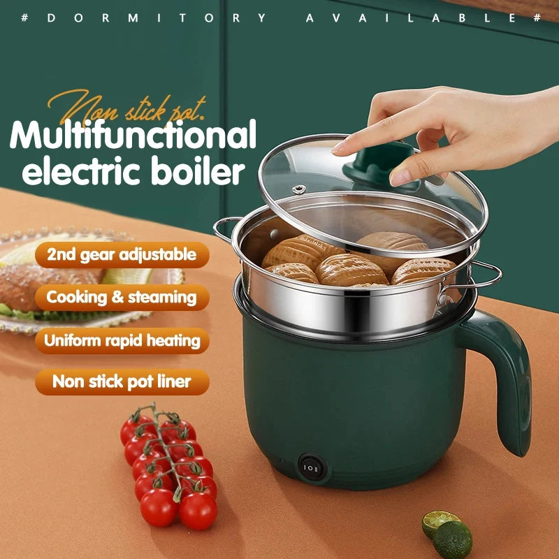 1.5L Mini Multifunctional Rice Cooker Home Cooking Pot Non-Stick Safety Material Electric Stockpot Utility Pan for Kitchen