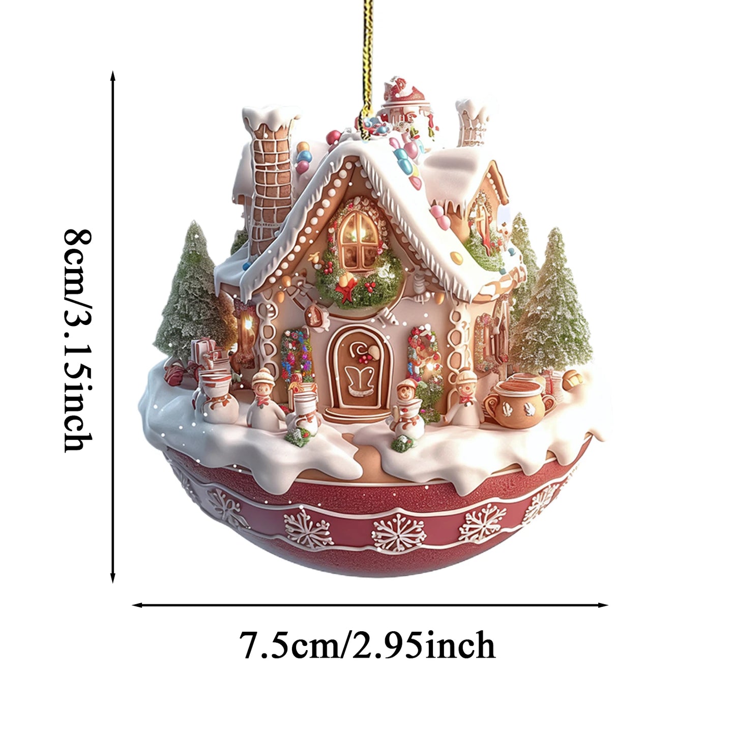 Christmas Coffee Cup Ornaments Christmas Snow Houses Chocolate Mug Pendant 8cm/3.14inch Christmas tree pendant decoration