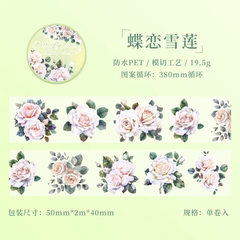 Mr. Paper 6Style 1Roll/pack Butterfly Floral Theme Tape for DIY Handbook Journal Phone Case Glass Mug Decoration