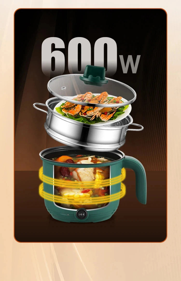 1.5L Mini Multifunctional Rice Cooker Home Cooking Pot Non-Stick Safety Material Electric Stockpot Utility Pan for Kitchen