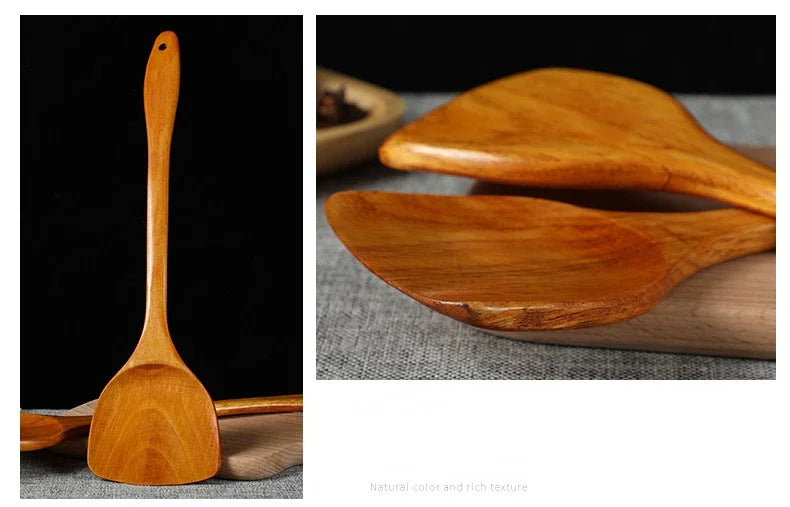 Bamboo Wood Spatula 39cm Long Handle Wooden Spatula Non-stick Pan Does Not Hurt The Pot Household Kitchen Cooking Spatula