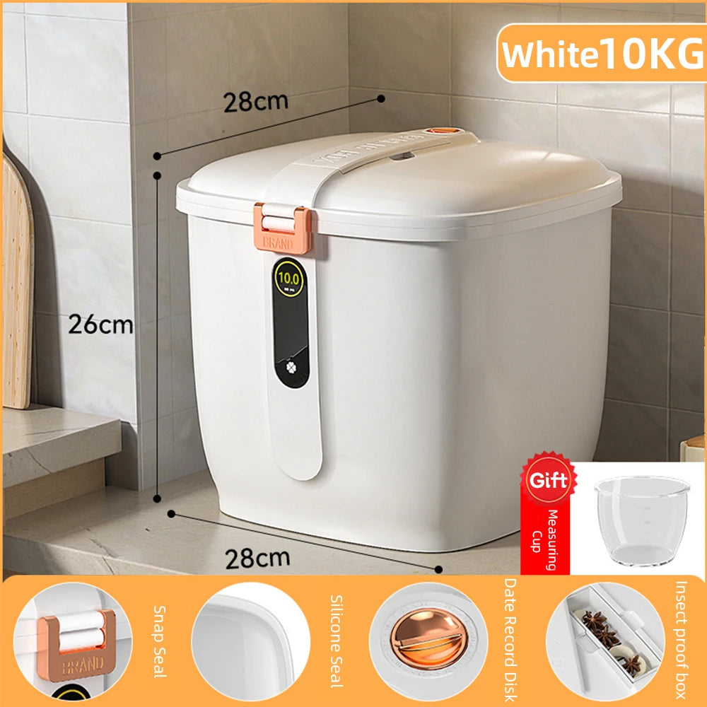 Rice Container Insect Proof Moisture Proof Rice Box Grain Sealed Jar Kitchen Container Rice Storage Box 5/10kg of Rice Bucket