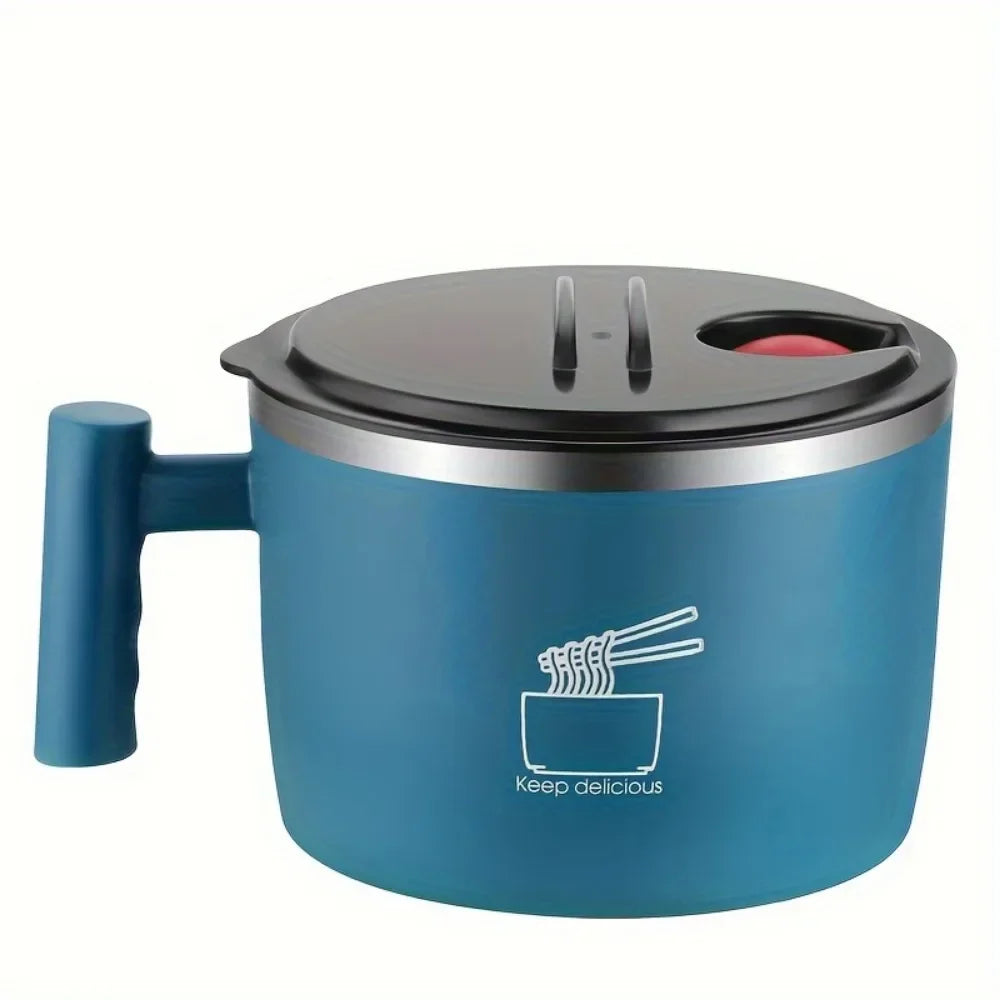 1000 ml Stainless Steel Noodle Bowl with Lid & Handle Ramen Bowl Instant Bowl for Outdoor Activity Picnic Office home