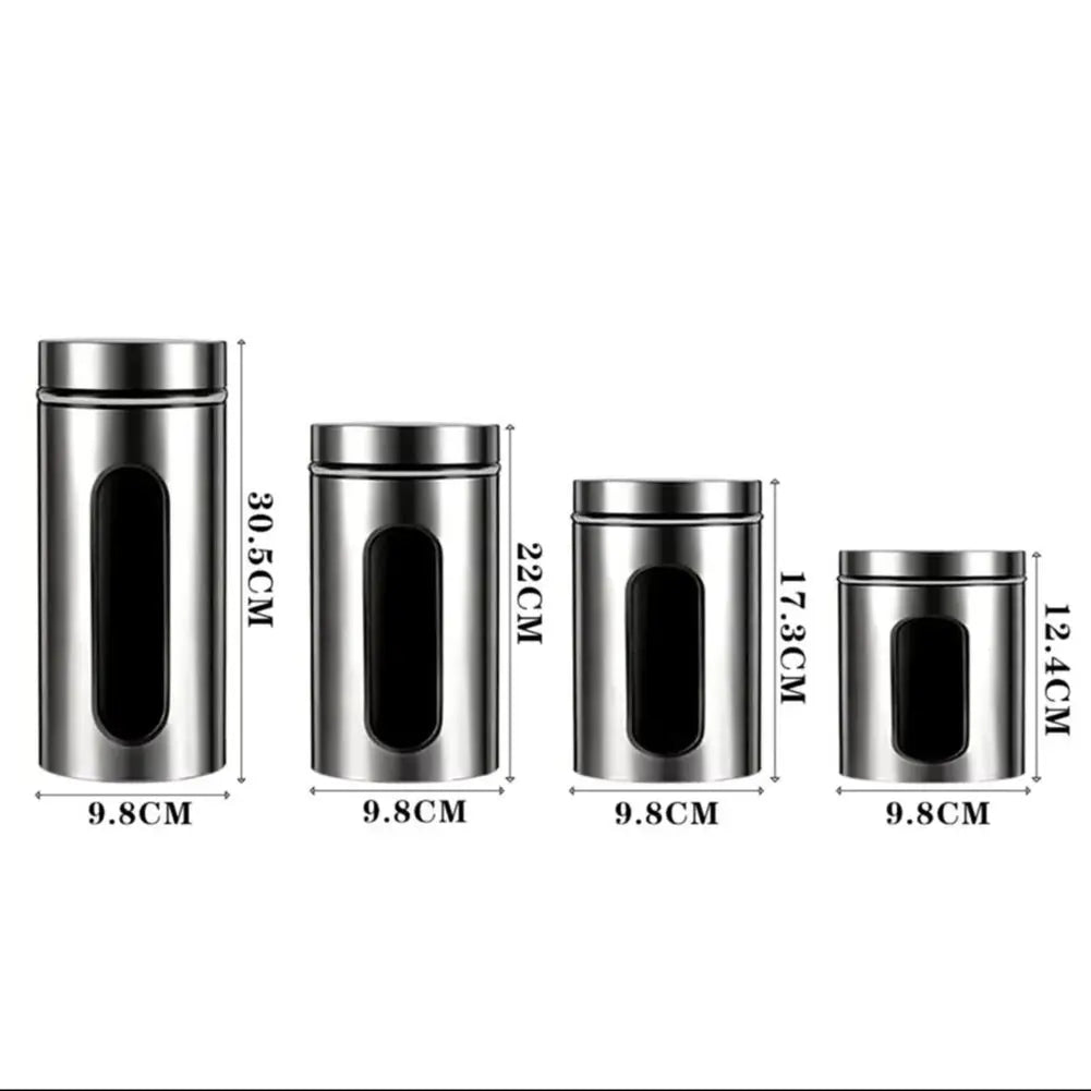 Set of 4 Stainless Steel Food Storage Containers