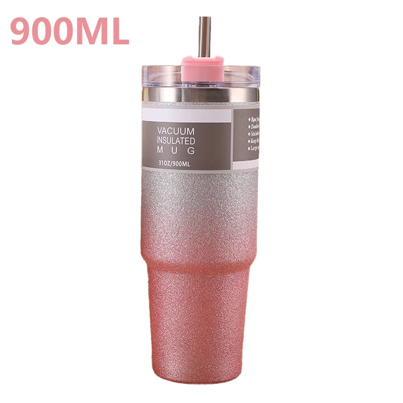 Vacuum insulated stainless steel Thermal Mug Coffee Cup with straw insulated travel cup with leakproof cover Thermos Bingba Cup