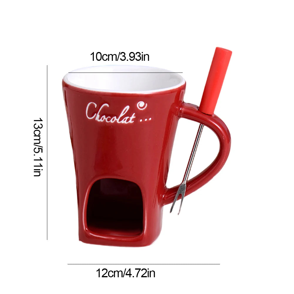 150ml European Candle Cup Cheese Chocolate Melting Ceramic Mug Heating Food Ceramic Mug With Fork Creative Coffee Mug Tableware