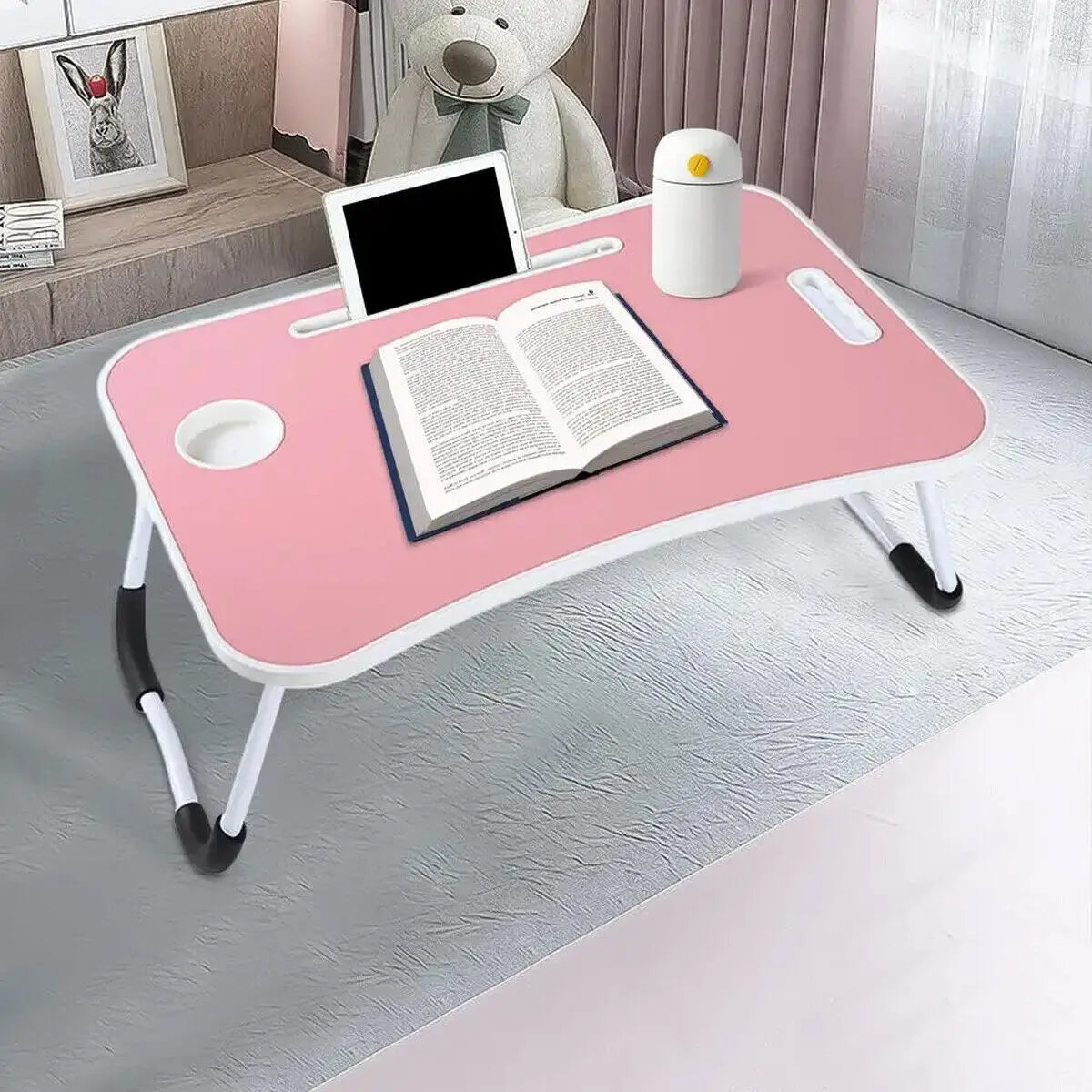 Folding Laptop Desk for Bed Tray Table Desk Bed Sofa Laptop Portable Lap Desk With tablet slot and cup holder Table support