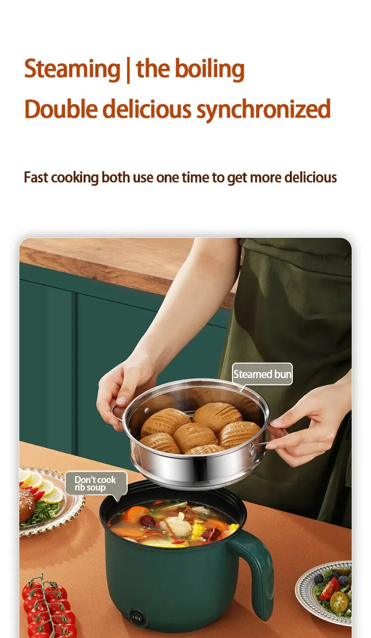1.5L Mini Multifunctional Rice Cooker Home Cooking Pot Non-Stick Safety Material Electric Stockpot Utility Pan for Kitchen