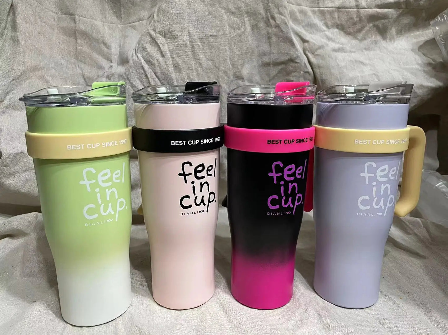 1200ml Ice Cup High quality Thermos cup with straw and handle Large capacity double cup heat preservation