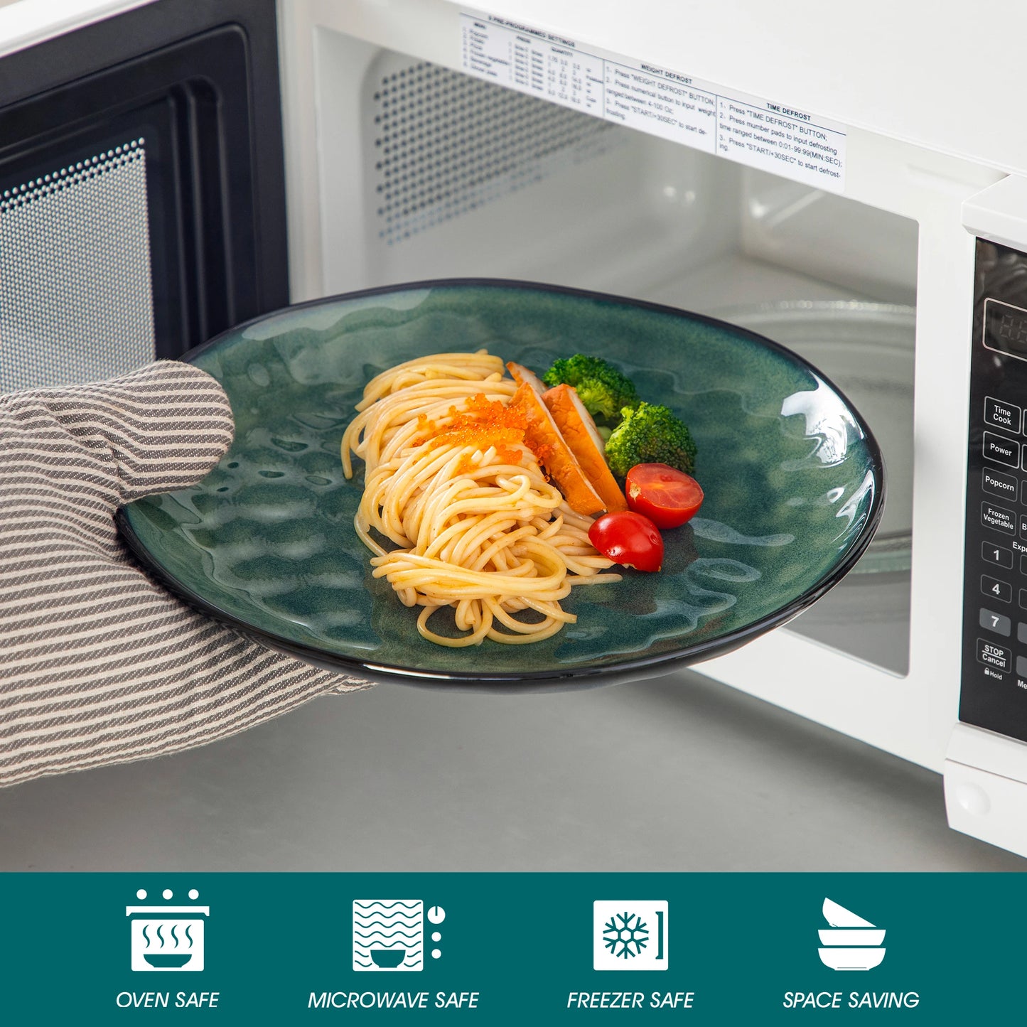 vancasso 12/24 Pcs Green Ceramic Plates Set Kiln Change Stoneware Dinner Set with 4PCS Dinner Plate/Dessert/Cereal Bowl for 4/8