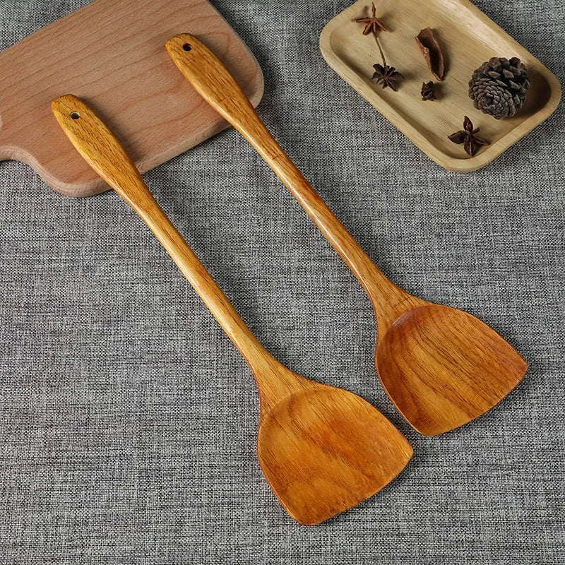 Bamboo Wood Spatula 39cm Long Handle Wooden Spatula Non-stick Pan Does Not Hurt The Pot Household Kitchen Cooking Spatula