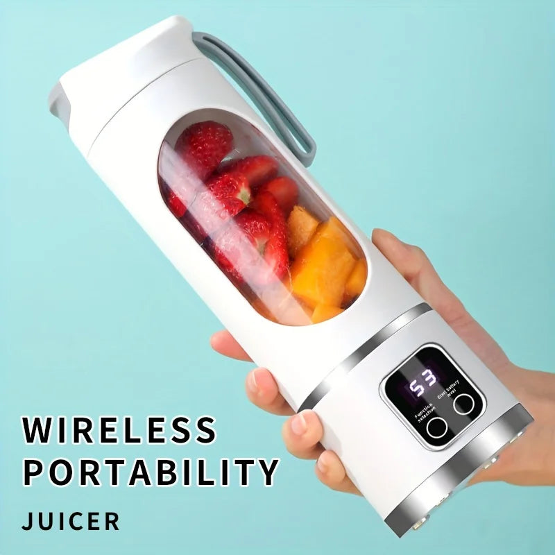 Electric Juicer, Home Ice Crusher Cup, USB Charging Wireless Portable 3-Speed Mode LED Display Juice Machine, Outdoor Walking Mu