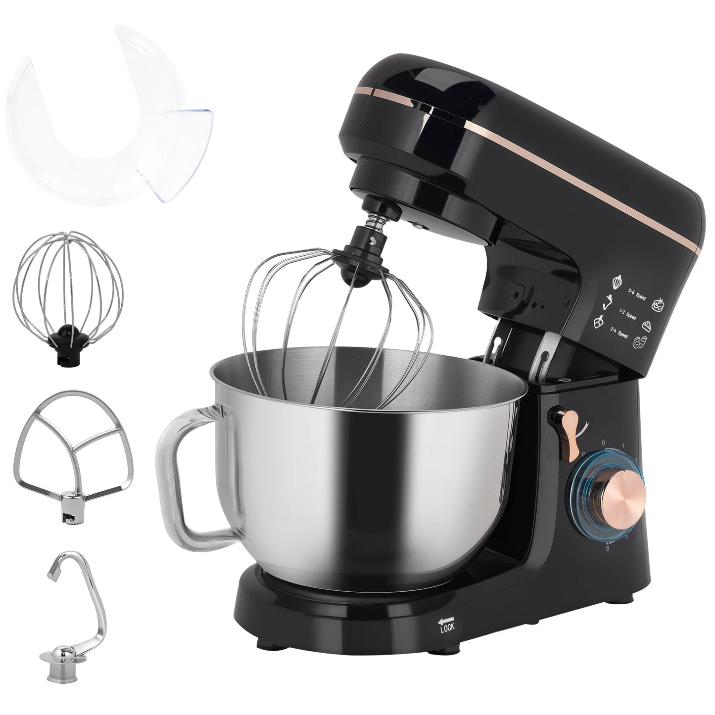 HOMCOM Electric Stand Mixer, 5L Food Mixer with Dough Hook, Whisk