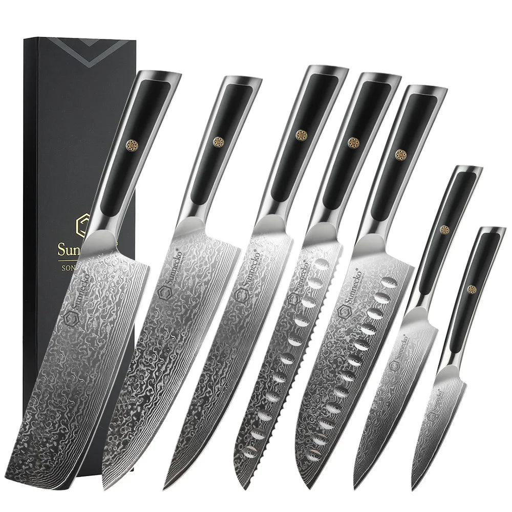 Sunnecko Damascus Chef's Knives High Carbon VG10 Steel Kitchen Design Knife Tools Ultra Sharp Vegetable Fruit Meat Cutting Knife