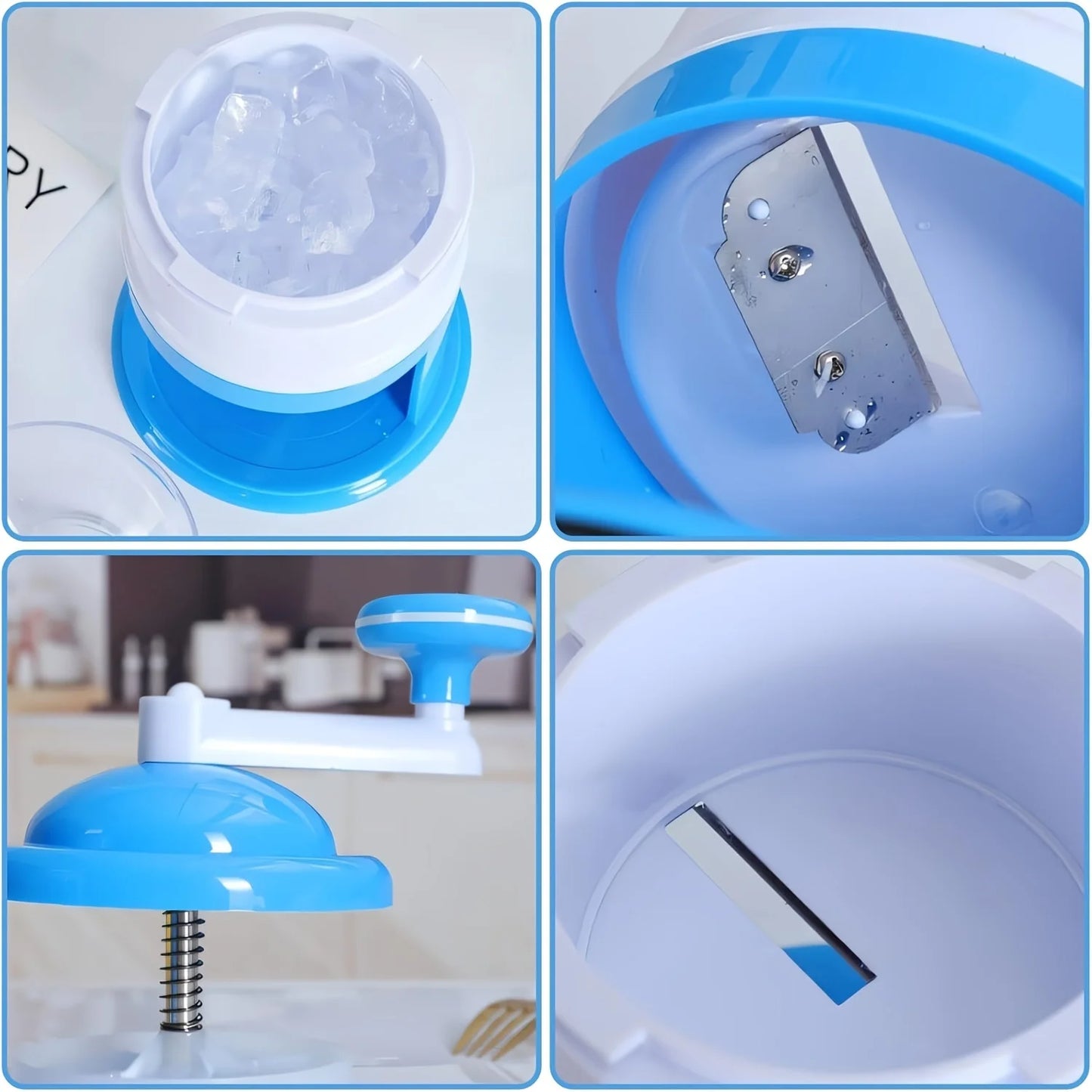 Portable Snow Cone & Shaved Ice Maker - Hand Crank, ABS Plastic, Ideal for Summer Parties & Home Use, No Electricity Needed