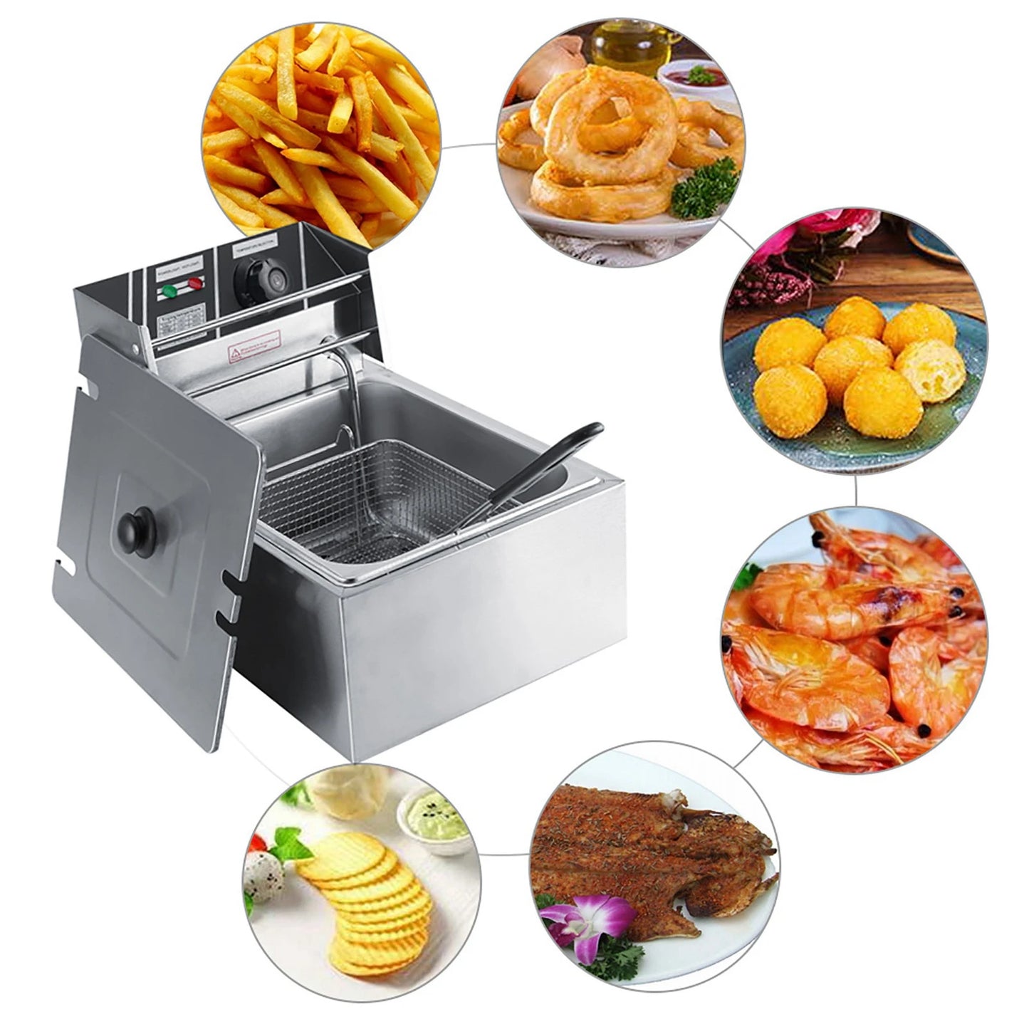 6L Stainless Steel Electric Fryer with Basket for Commercial & Home Use Electric Fryer Fryer Stainless Steel Fryer
