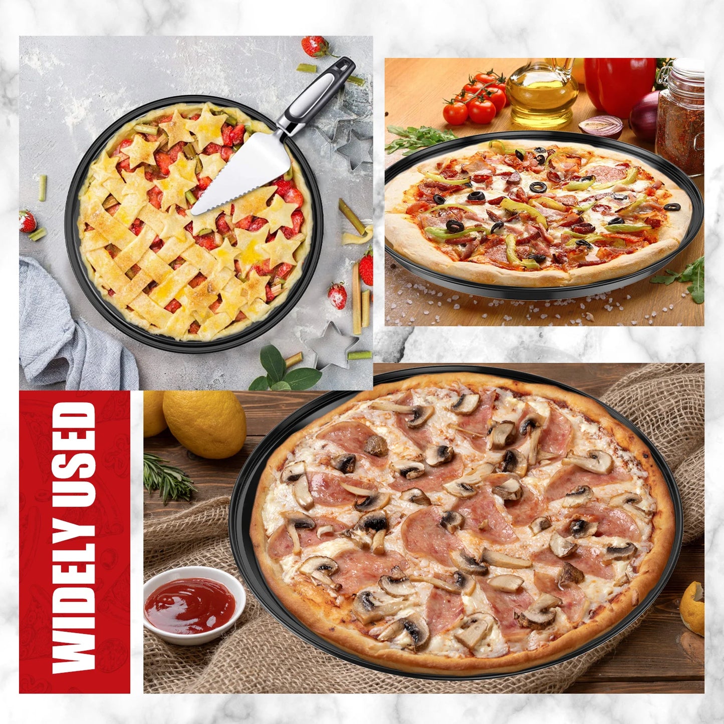 3Pcs / 4Pcs Pizza Pan with Perforated Holes Non Stick Pizza Trays 3 Sizes / 4 Sizes Pizza Baking Pan Carbon Steel Pizza Baking
