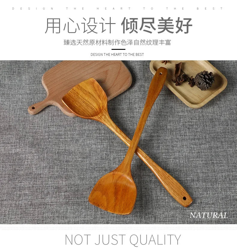 Bamboo Wood Spatula 39cm Long Handle Wooden Spatula Non-stick Pan Does Not Hurt The Pot Household Kitchen Cooking Spatula