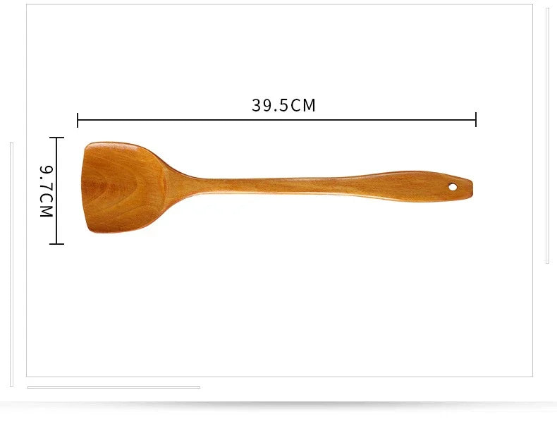Bamboo Wood Spatula 39cm Long Handle Wooden Spatula Non-stick Pan Does Not Hurt The Pot Household Kitchen Cooking Spatula