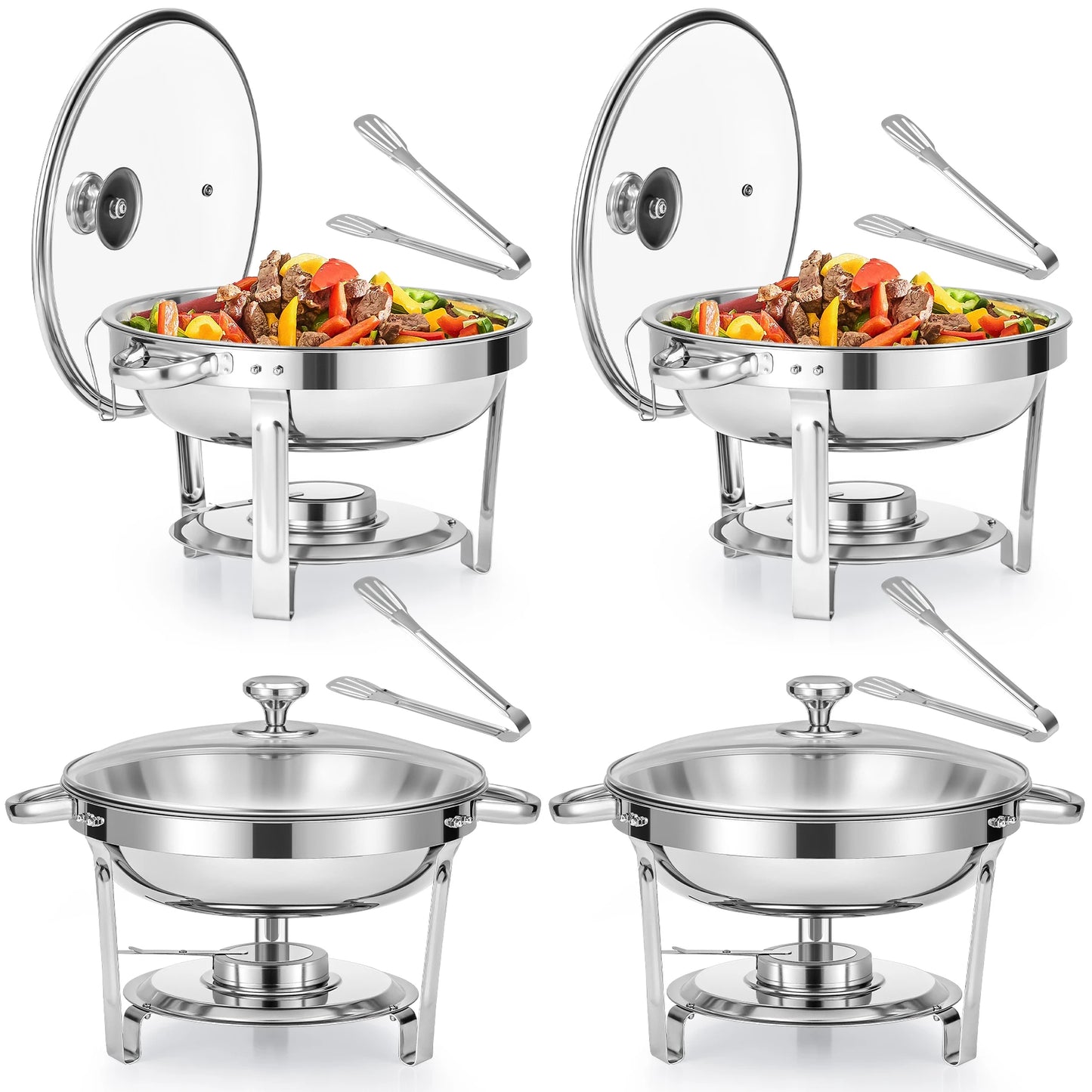 Wilprep 4/6/8PCS 5/6QT Chafing Dish Buffet Set Stainless Steel Food Warmer for Parties