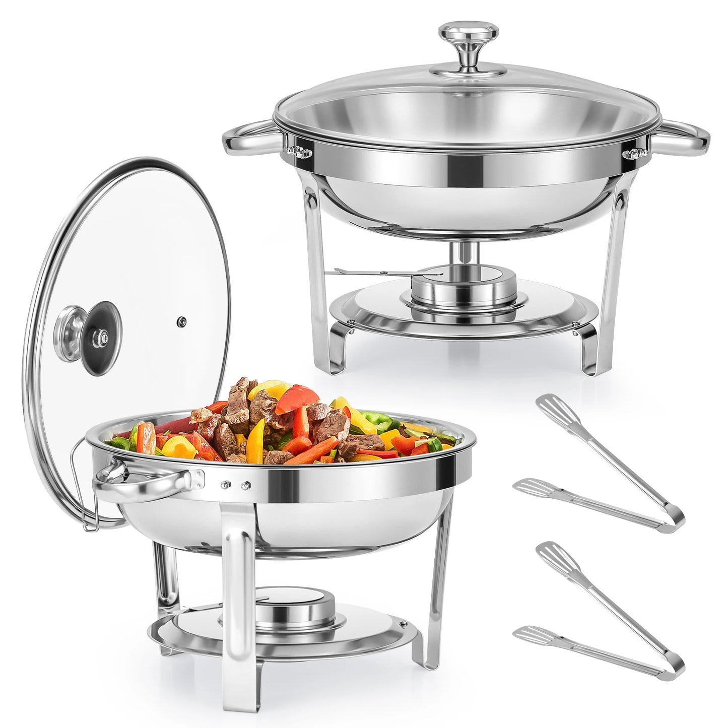 Wilprep 4/6/8PCS 5/6QT Chafing Dish Buffet Set Stainless Steel Food Warmer for Parties