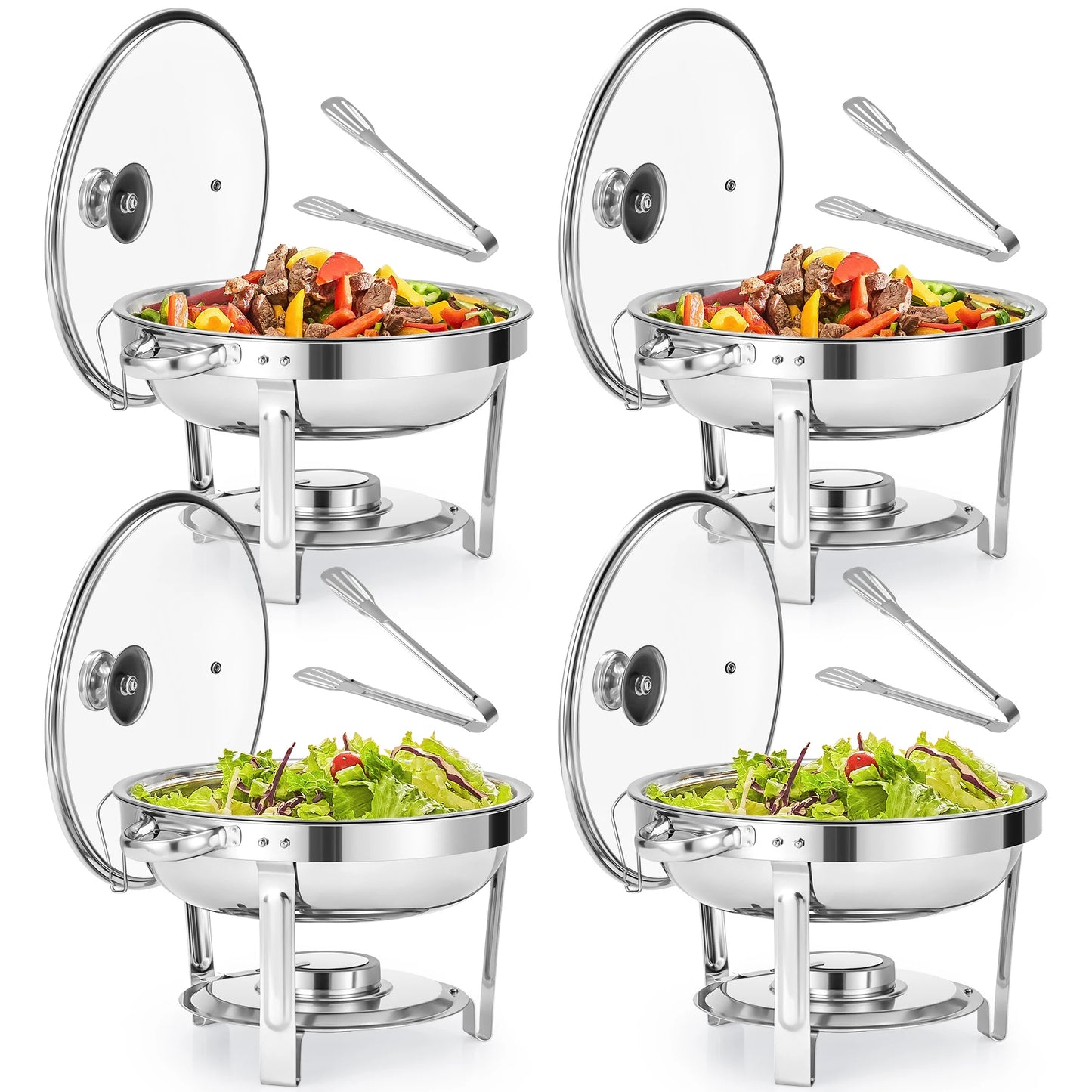 Wilprep 4/6/8PCS 5/6QT Chafing Dish Buffet Set Stainless Steel Food Warmer for Parties