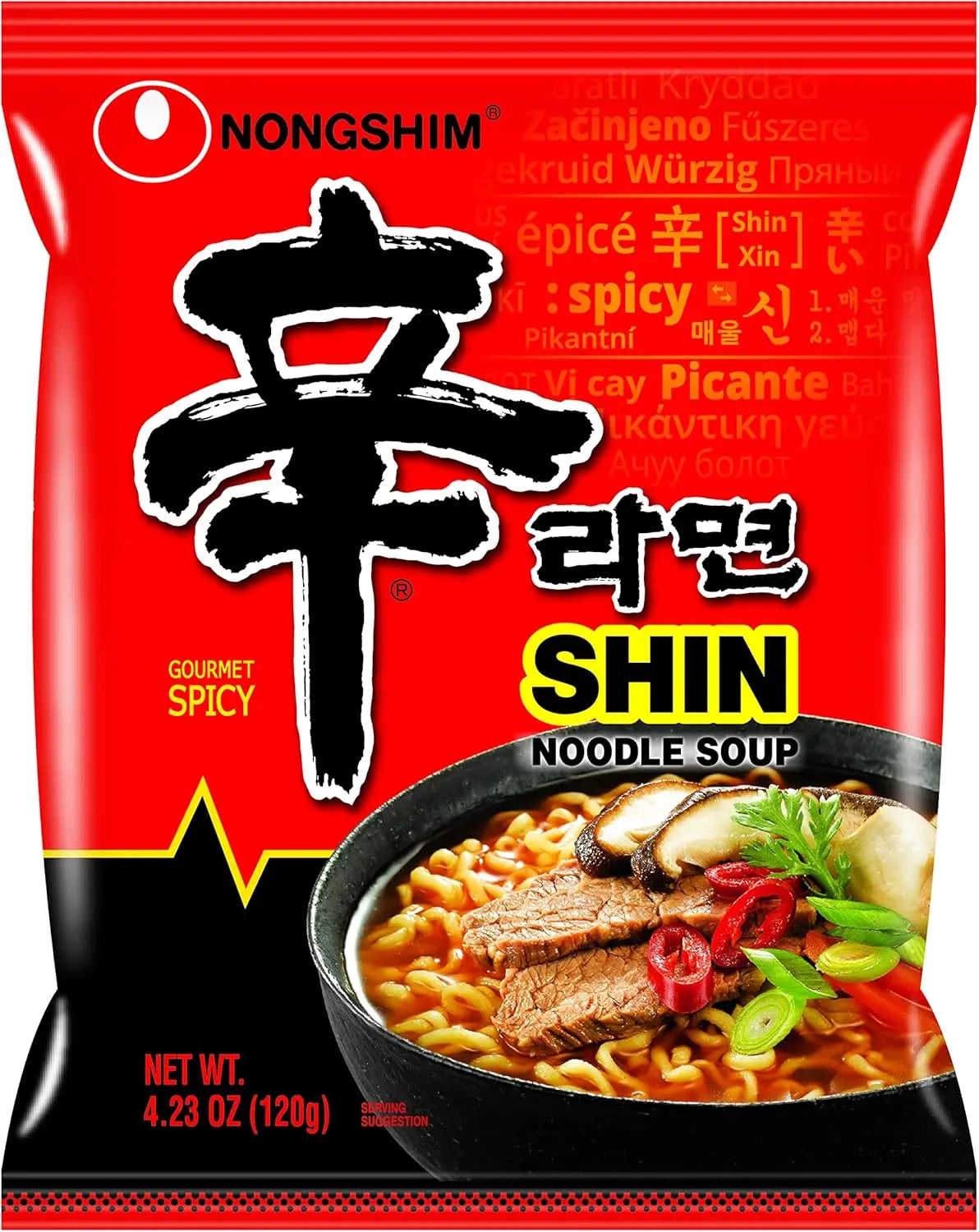 NongShim Shin Ramyun Noodle Soup Gourmet Spicy Pack of 20 x 120g