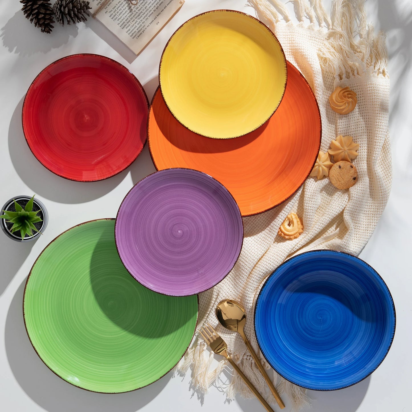 vancasso Mix-Color 18/36 Piece Dinnerware Set of 6PCS Dinner plates, Soup Plates, Dessert Plates Earthenware for 12 People