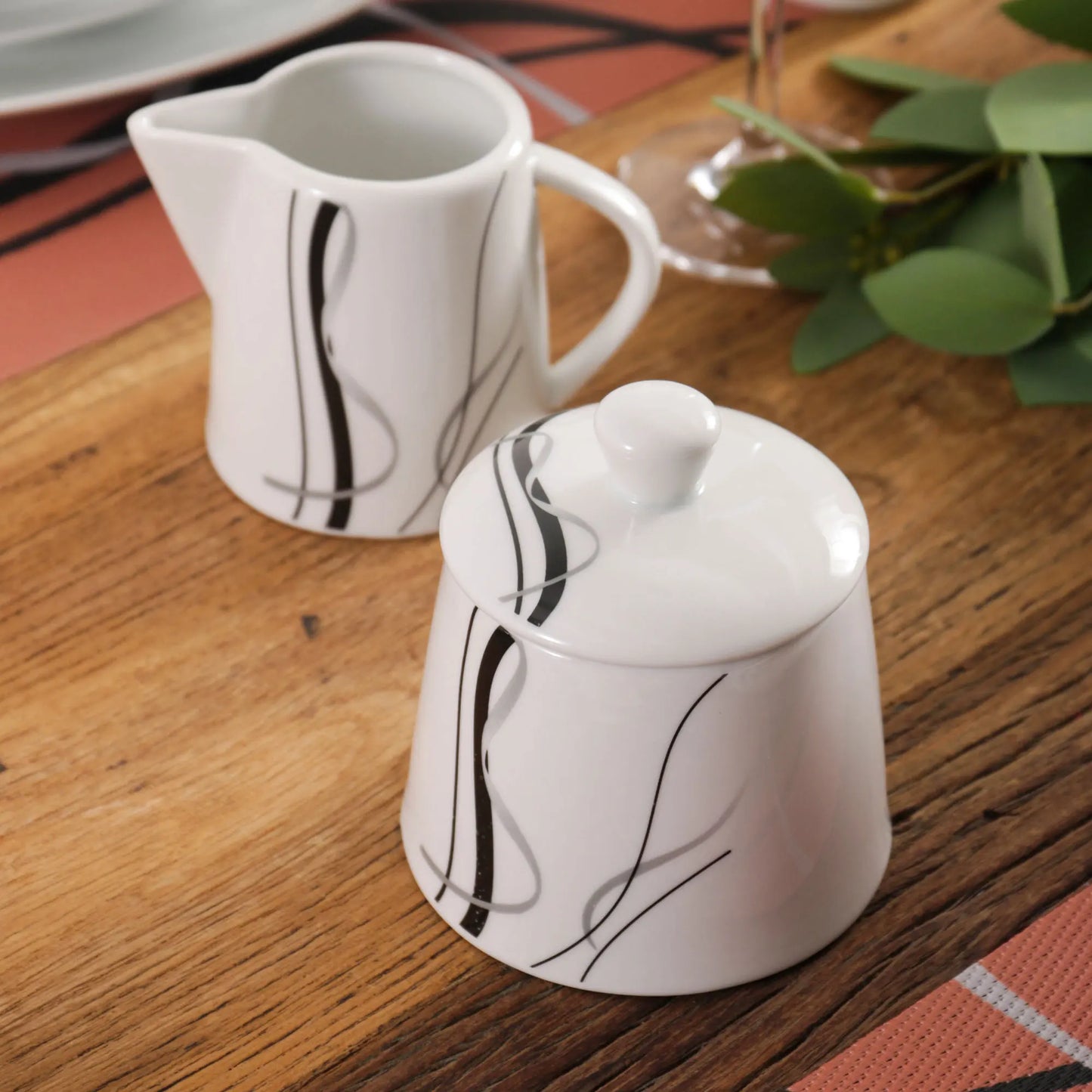 VEWEET 50/100-Piece Porcelain Dinner Set with Egg Cup,Cup&Saucer,Mug,Dessert&Soup&Dinner Plate,Bowl,Milk Jug,Sugar Pot Set