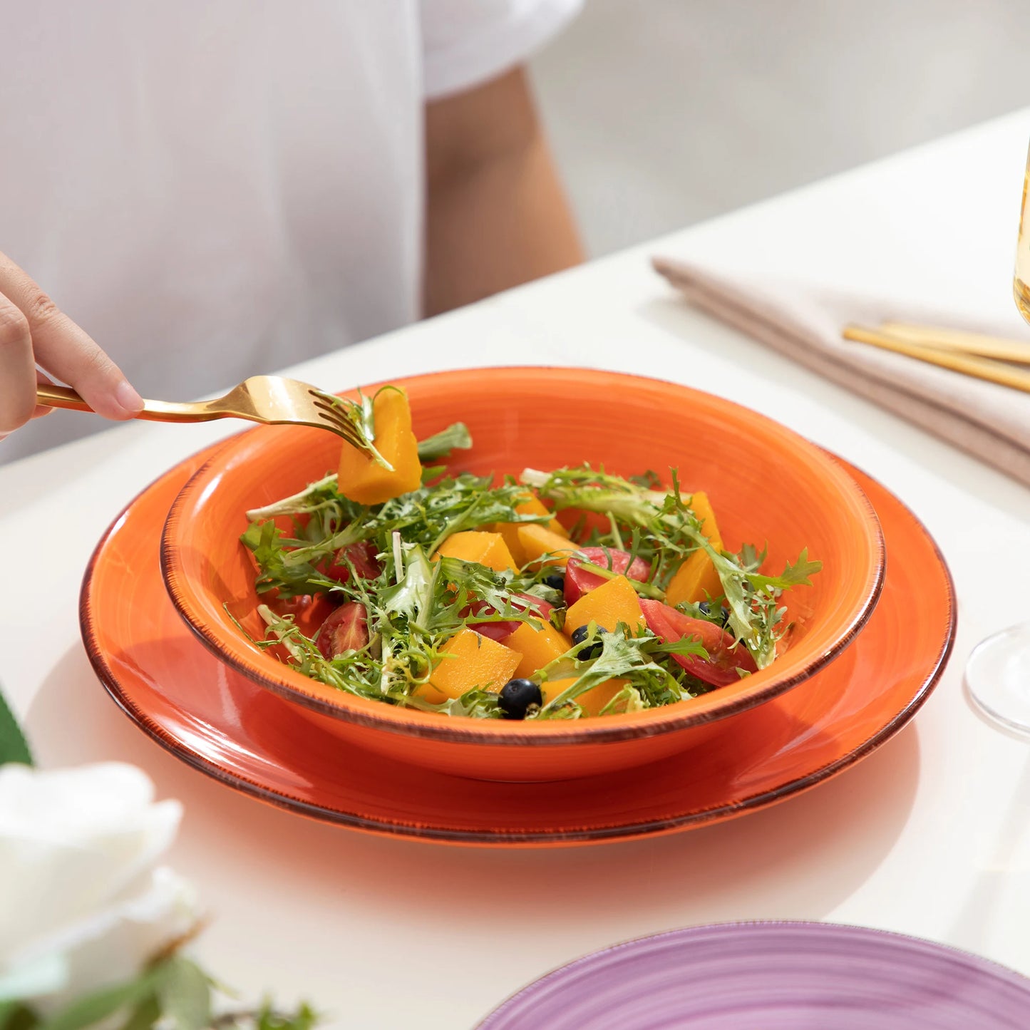 vancasso Mix-Color 18/36 Piece Dinnerware Set of 6PCS Dinner plates, Soup Plates, Dessert Plates Earthenware for 12 People