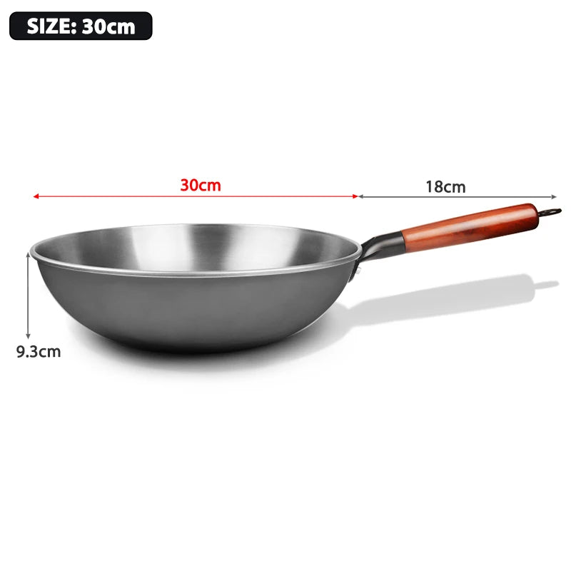 30/32CM Iron Wok Traditional Handmade Wok Kitchen Cookware Non-coating Pan Electromagnetic Furnace General Iron Pot