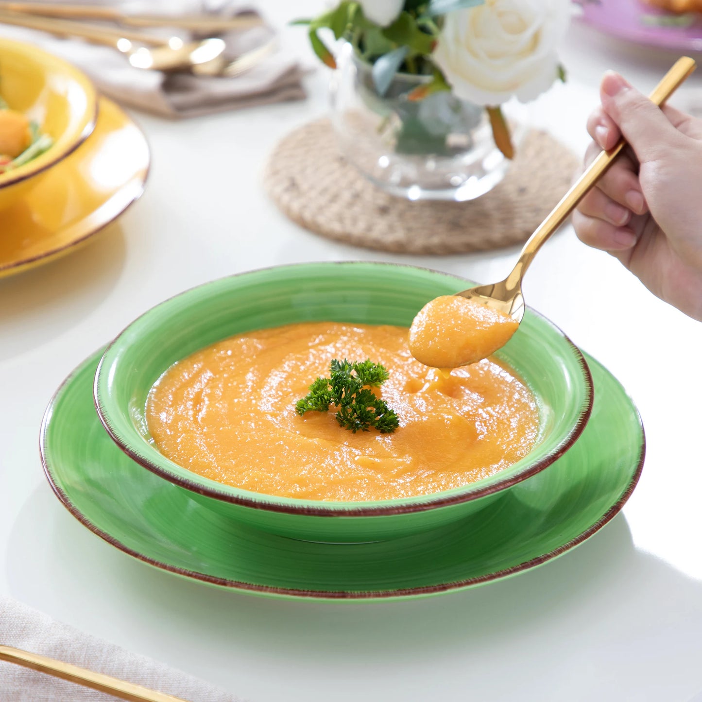 vancasso Mix-Color 18/36 Piece Dinnerware Set of 6PCS Dinner plates, Soup Plates, Dessert Plates Earthenware for 12 People