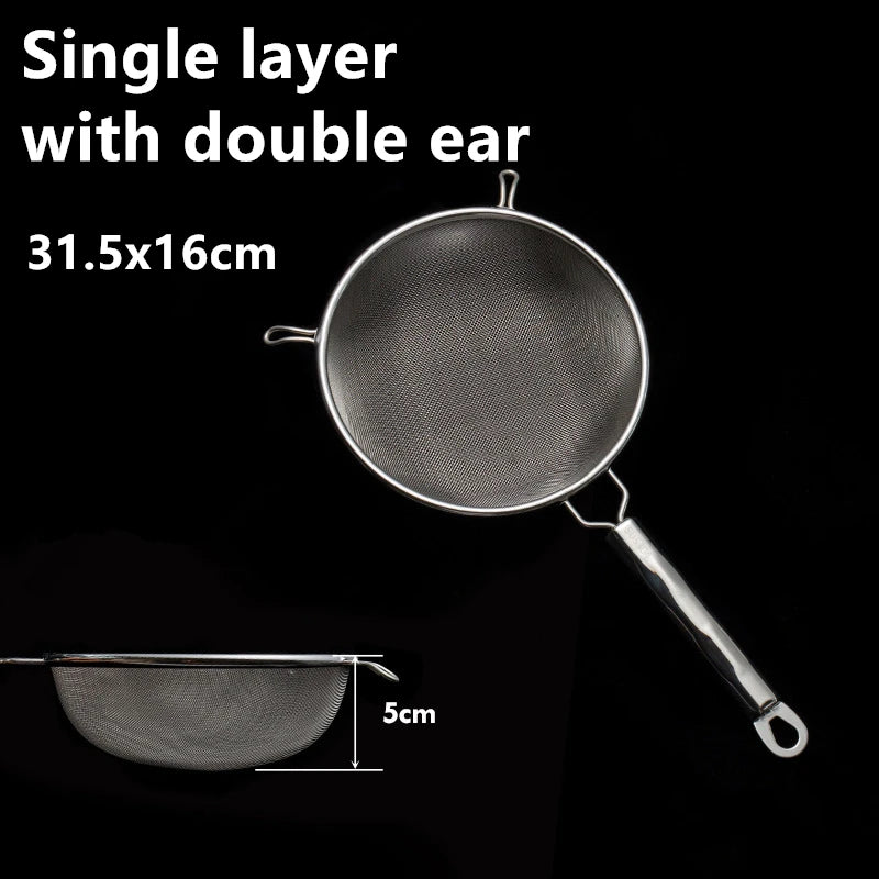 Stainless Steel Fine Mesh Strainer Colander Spoon with Hook Hot Pot Soy Juice Flour Sieve Filter Frying Scoop kitchen Utensil
