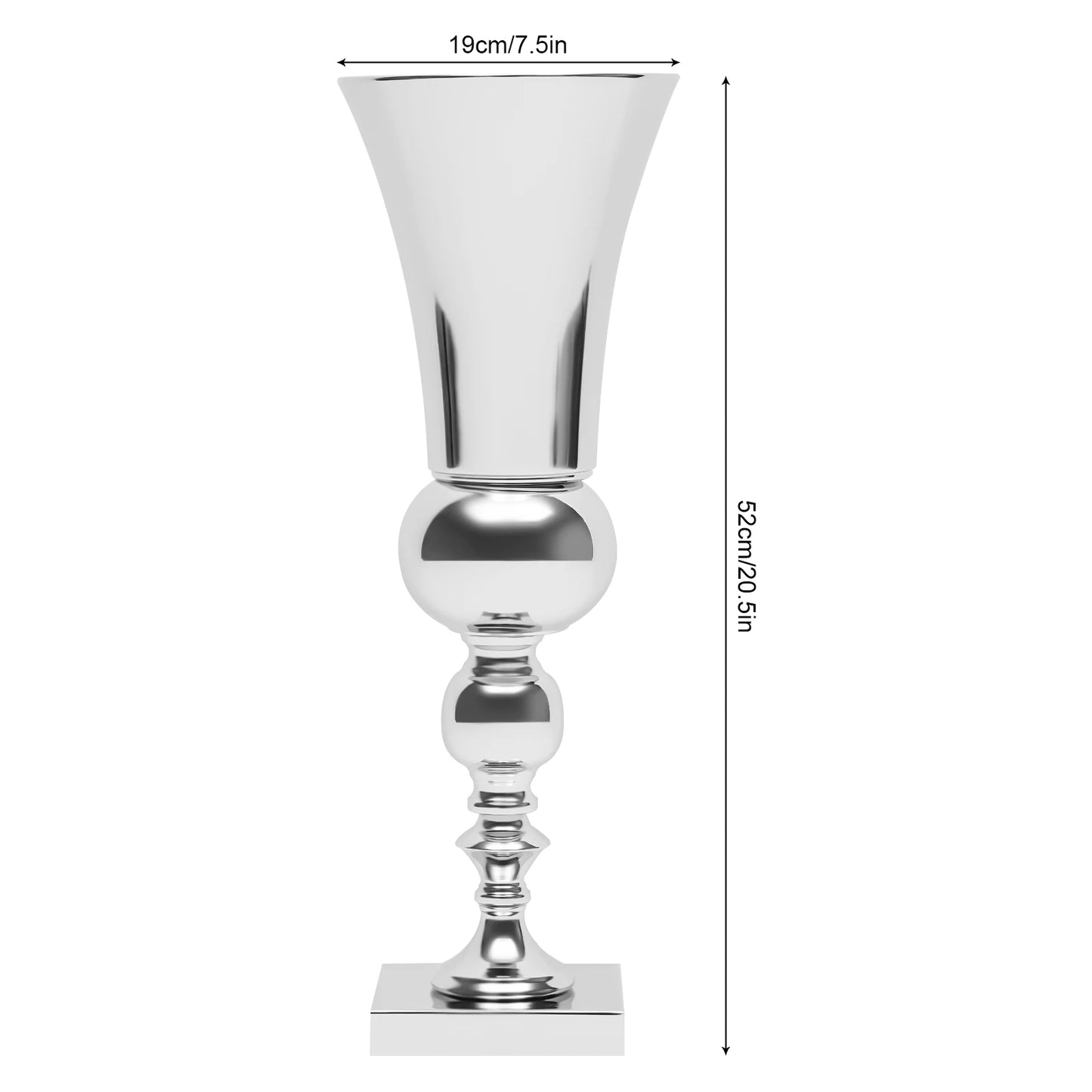 50cm Metal Flower Vase, Table Floral Stand Urn Candle Holder for Wedding Centerpieces Birthday Party Decor Road Lead Candelabra