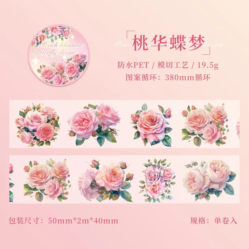Mr. Paper 6Style 1Roll/pack Butterfly Floral Theme Tape for DIY Handbook Journal Phone Case Glass Mug Decoration
