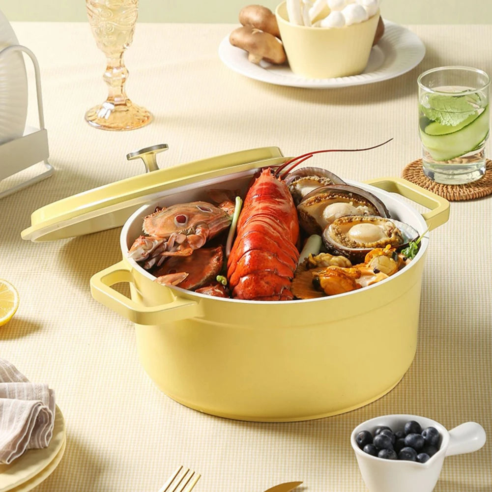 Enameled Cast Aluminum Dutch Oven with Lid Mini Cast Aluminum Pot Casserole Dutch Oven Cast Aluminum Pot Home Kitchen Utensils