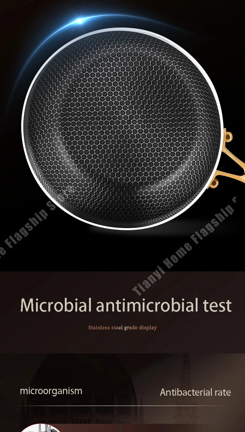 316 Stainless Steel Frying Pan Wok Non-stick Cooking Honeycomb Steak Gas Stove Pot Induction General Saucepan Kitchen Cookware