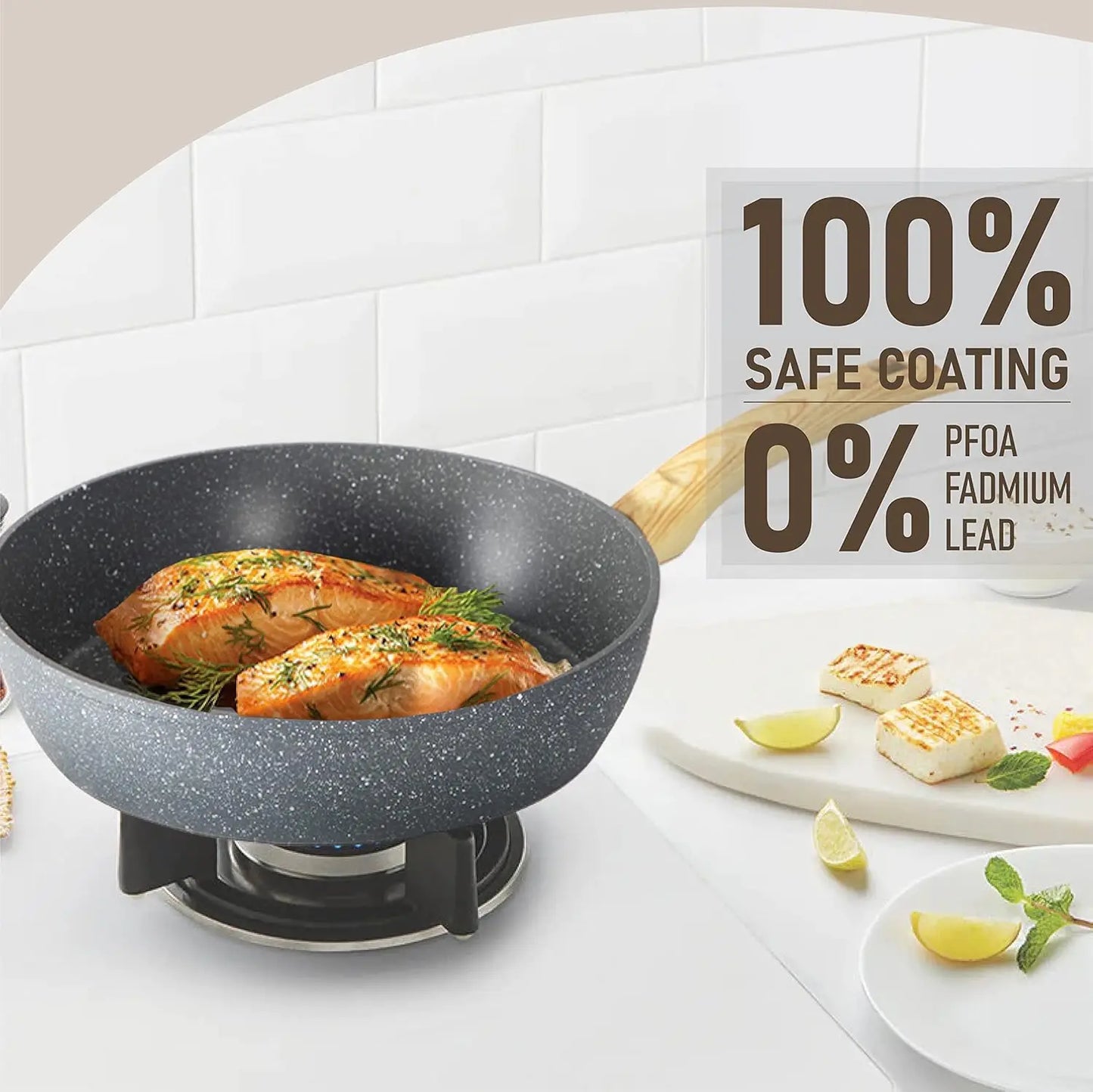 Induction Cookware Sets - 12 Piece Cooking Pan Set, Gray Granite Nonstick Pots and Pans , Induction Hob Pans