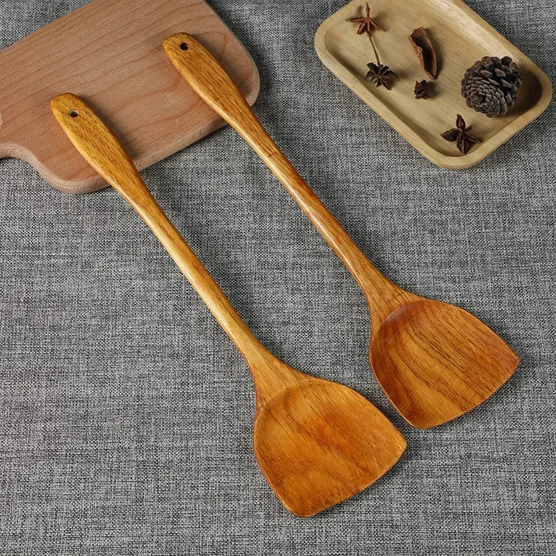 Bamboo Wood Spatula 39cm Long Handle Wooden Spatula Non-stick Pan Does Not Hurt The Pot Household Kitchen Cooking Spatula