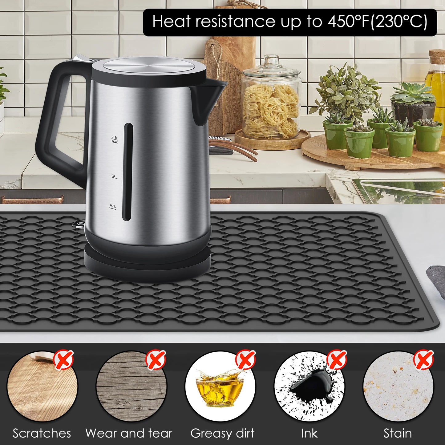 Stove Top Cover Silicone Stove Top Cover Heat Resistant Electric Stove Protector Mat with Raised Edge Space Saving Stove Top