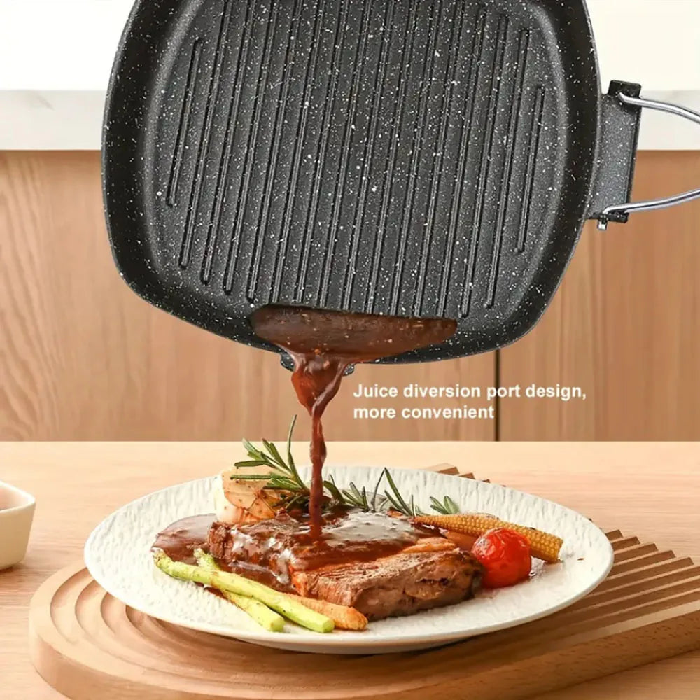 Nonstick Grilling Pan for Stove Tops, Square Grill Pan for Indoor Cooking, Versatile Griddle, Induction Steak Pan