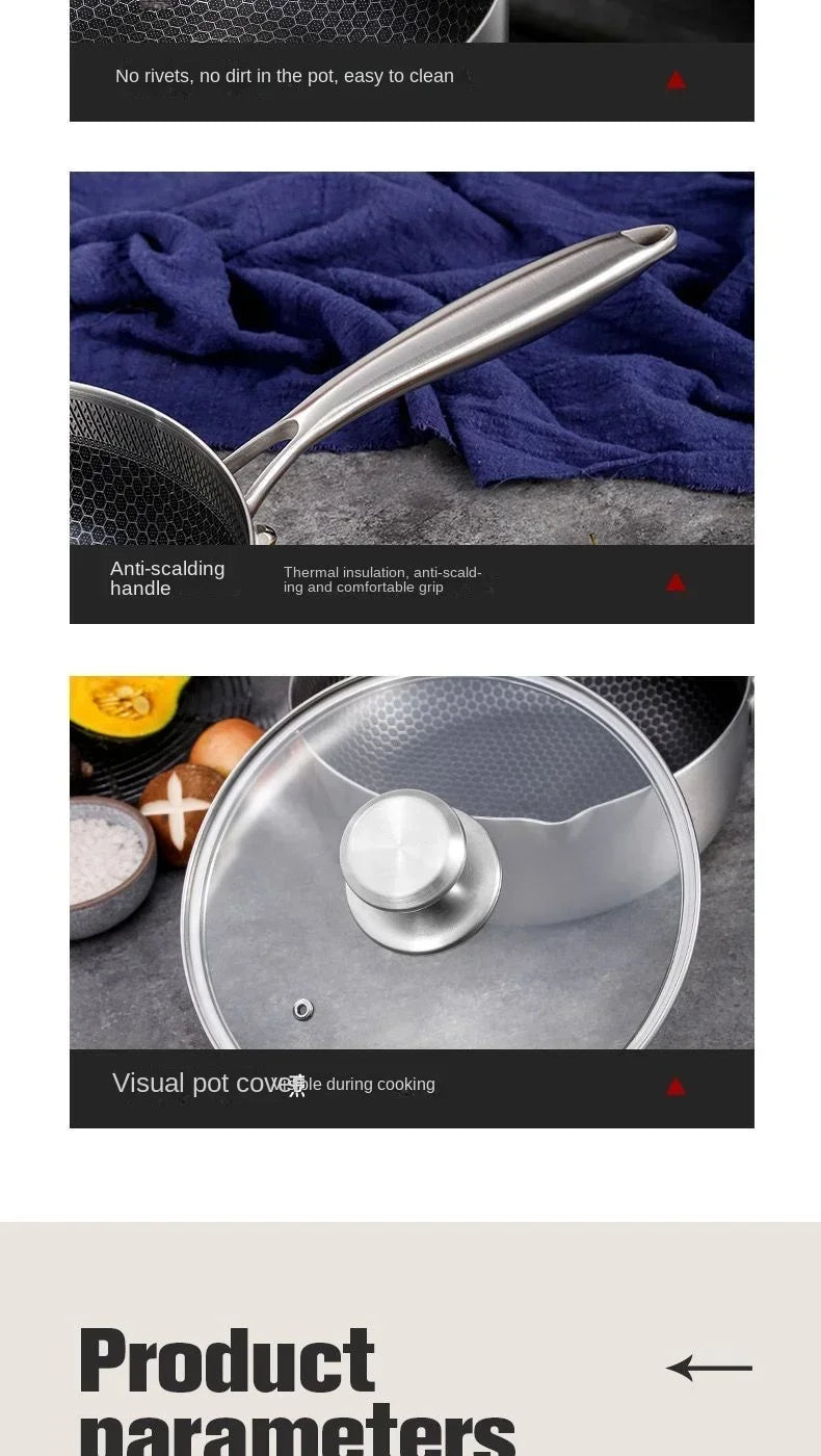 Versatile 316 Stainless Steel Pot for Home Cooking and Baby Food, Designed for Steaming, Boiling, Frying and Stir-Frying