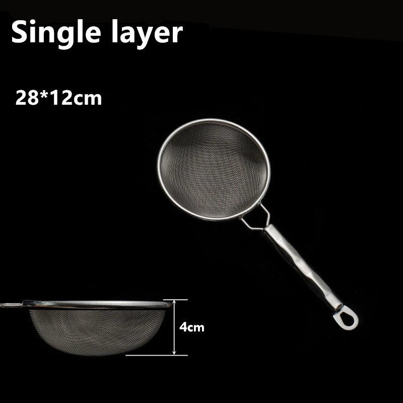 Stainless Steel Fine Mesh Strainer Colander Spoon with Hook Hot Pot Soy Juice Flour Sieve Filter Frying Scoop kitchen Utensil