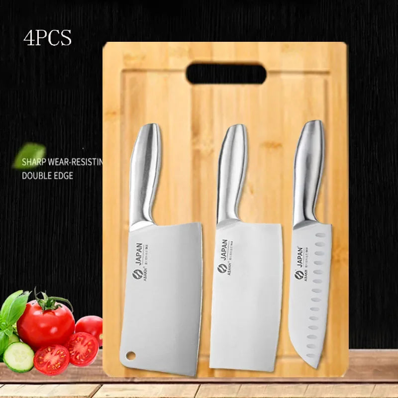 Professional Kitchen Knives Chef Chopping Knife Hollow Handle Meat Vegetable Slicing Knife Solid Wood Magnetic Knife Block