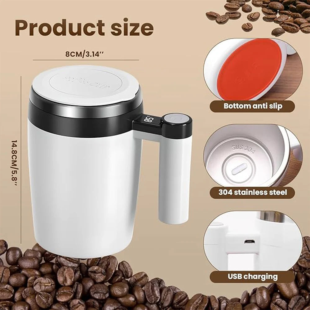 Automatic Self Stirring Mug Rechargeable Magnetic Coffee Mug Waterproof Mixing Cup for Milk/Coffee for Office/Travel Best Gift