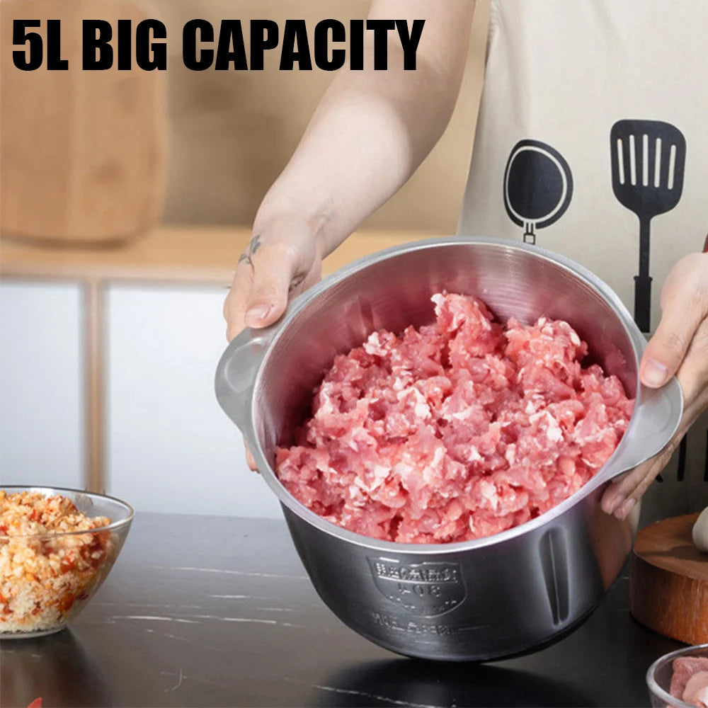5L Multifunctional Meat Grinder Machine Household Large Capacity Food Processors Stainless Steel Filling and Meat Grinder