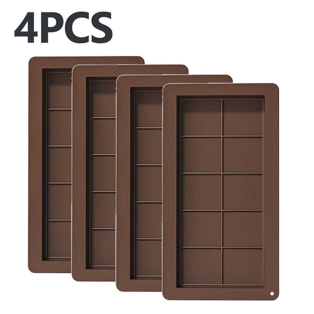 10 Grids Silicone Molding Chocolate Bar Mold Non-Stick Reusable Kitchen Deep Chocolate Mold Multipurpose Large Candy Molds