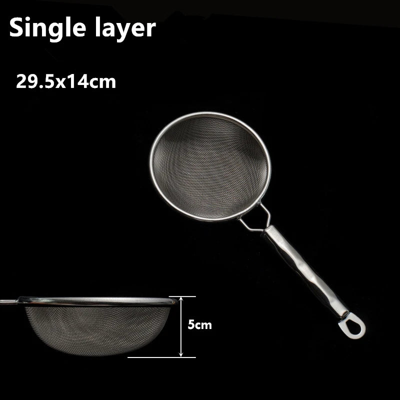 Stainless Steel Fine Mesh Strainer Colander Spoon with Hook Hot Pot Soy Juice Flour Sieve Filter Frying Scoop kitchen Utensil