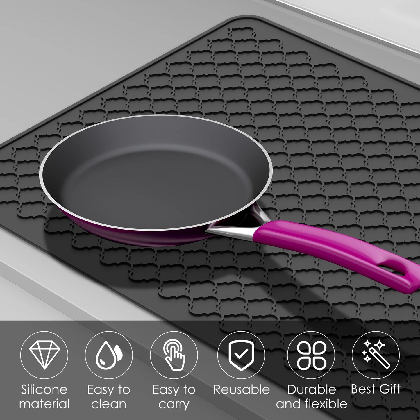 Stove Top Cover Silicone Stove Top Cover Heat Resistant Electric Stove Protector Mat with Raised Edge Space Saving Stove Top