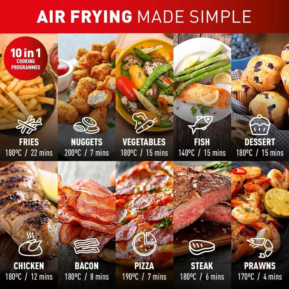 Easy Fry Max Air Fryer 5L Healthy Cooking Digital Control 10 Auto Programs Energy Efficient Home Kitchen Appliance Family Size